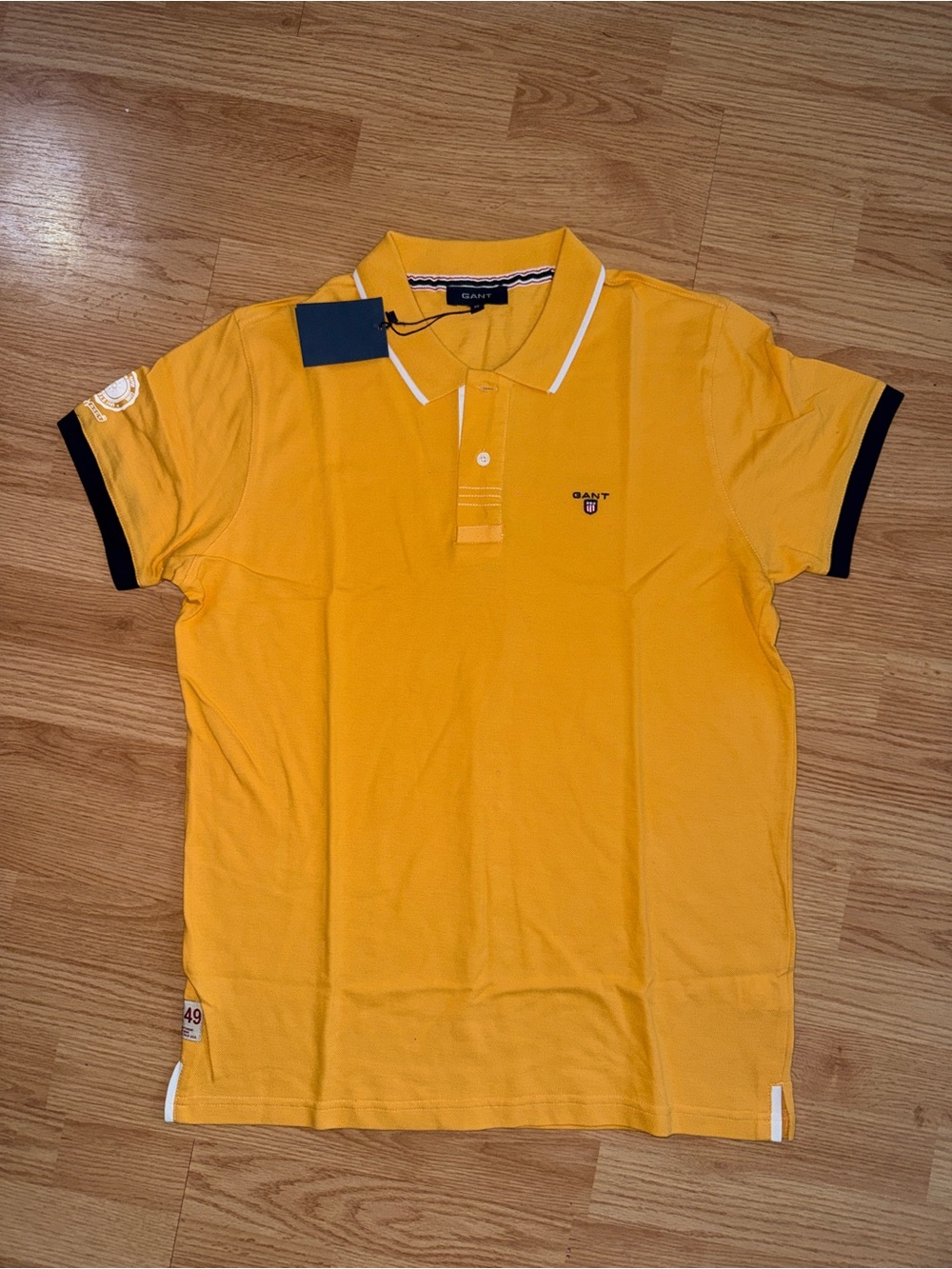 GANT Men’s Yellow Polo with Navy Trim